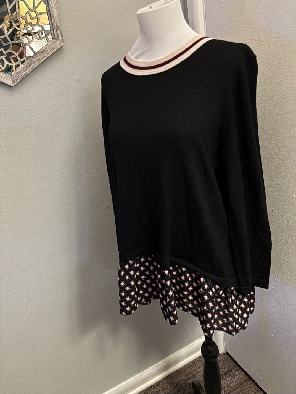 Kate Spade New York "Live Colorfully" Ruffle Twofer Sweater - Size Large - Picture 5 of 8